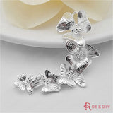 4pc 56mm High Champagne Plated Brass Flower Charms Pendants DIY