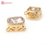 4pcs High Champagne Brass Zircon Square Charms Diy Jewelry
