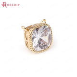 4pcs High Champagne Brass Zircon Square Charms Diy Jewelry