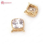4pcs High Champagne Brass Zircon Square Charms Diy Jewelry