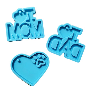 DAD MOM Heart Shape Keychain Resin Casting Silicone Mold