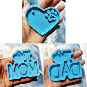 DAD MOM Heart Shape Keychain Resin Casting Silicone Mold
