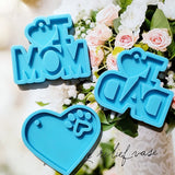 DAD MOM Heart Shape Keychain Resin Casting Silicone Mold