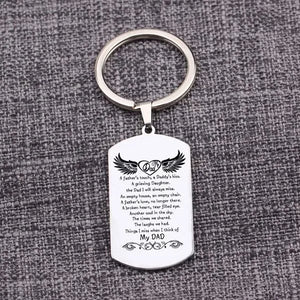 DAD Memorial Keychain Gift - Stainless Steel Bag Charm Keytag