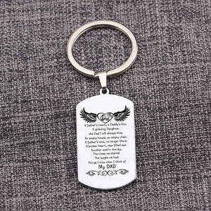 DAD Memorial Keychain Gift - Stainless Steel Bag Charm Keytag