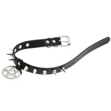 Metal Spike PU Leather Collar Necklace with Pendant Punk Jewelry