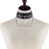 DAILOU Spikes Collar PU Leather Necklace Punk Gothic Accessory