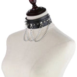 DAILOU Spikes Collar PU Leather Necklace Punk Gothic Accessory