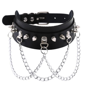DAILOU Spikes Collar PU Leather Necklace Punk Gothic Accessory