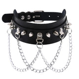 DAILOU Spikes Collar PU Leather Necklace Punk Gothic Accessory