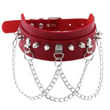 DAILOU Spikes Collar PU Leather Necklace Punk Gothic Accessory