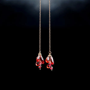 14K Injection Garnet Long Earrings - Ideal Gift for Her