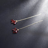 14K Injection Garnet Long Earrings - Ideal Gift for Her
