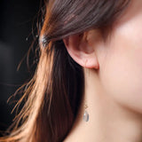 14K Grey Moonstone Long Earrings for Girlfriend