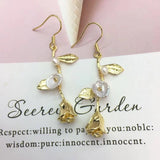 14k Rose Ear Hooks Light Jewelry Pearl Retro Earrings
