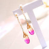 Red Crystal Pearl Studs Earrings 925 Silver Jewelry for Women