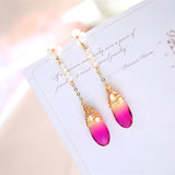 Red Crystal Pearl Studs Earrings 925 Silver Jewelry for Women