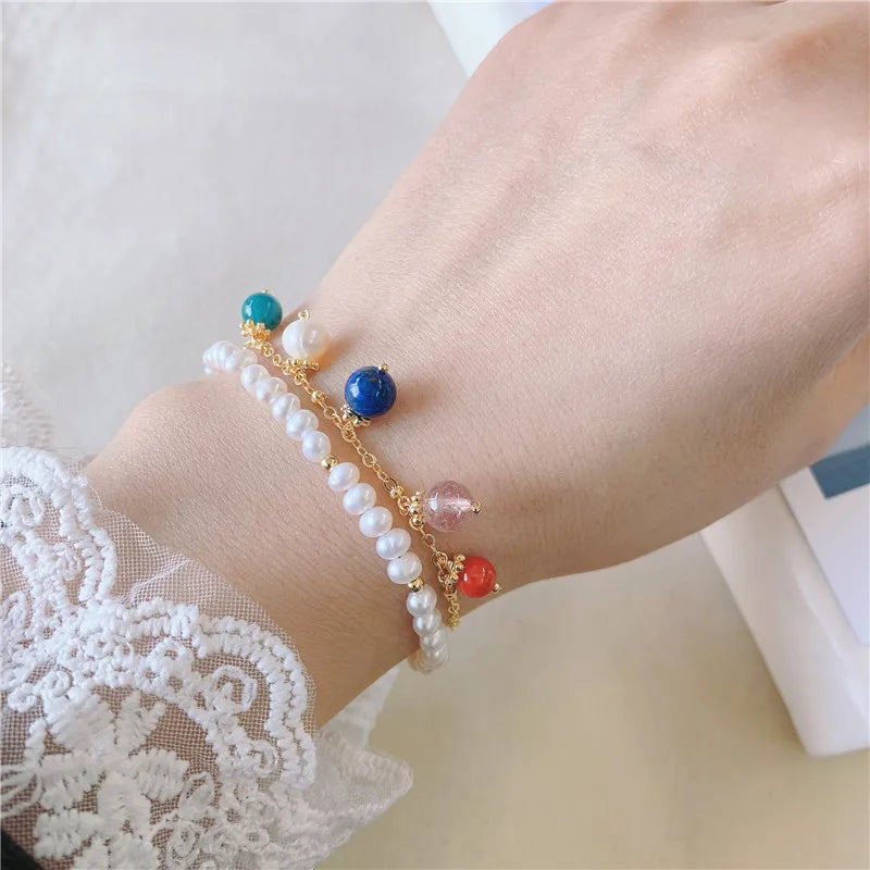 3-4mm Pearl Bracelet Spar Plated For Women
