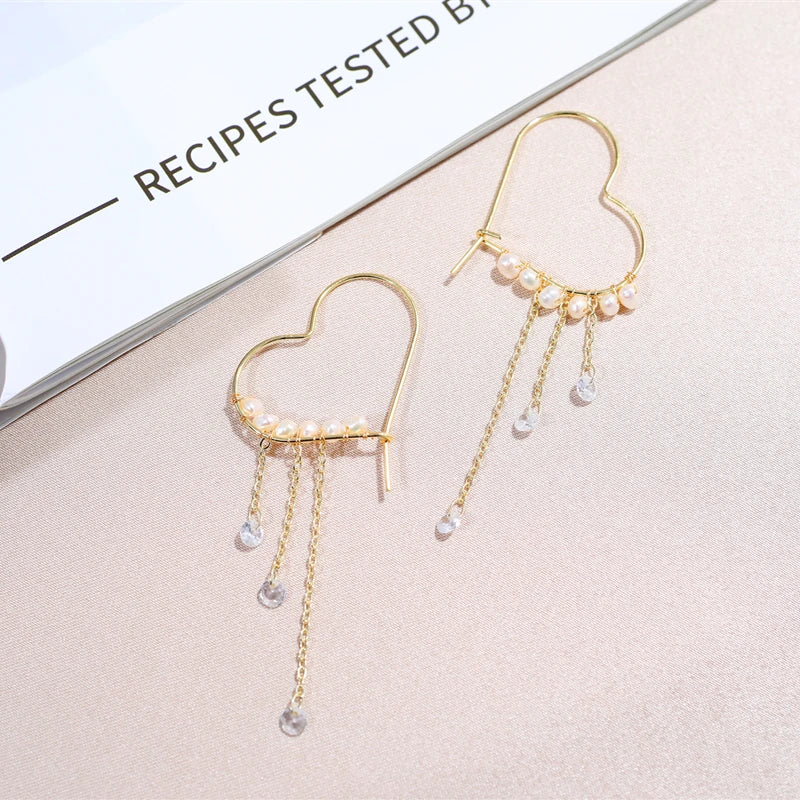 Heart Pearl Earrings 3-4mm - Women's Gift