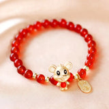 Red Agate Mouse Style Bracelet for Women