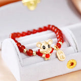 Red Agate Mouse Style Bracelet for Women