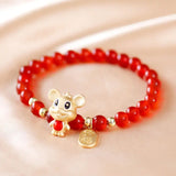 Red Agate Mouse Style Bracelet for Women