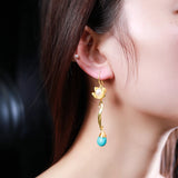Turquoise Pearl Earrings, 7-8mm, Women's Jewelry Gift