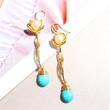 Turquoise Pearl Earrings, 7-8mm, Women's Jewelry Gift