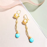 Turquoise Pearl Earrings, 7-8mm, Women's Jewelry Gift
