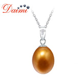 8-9mm Pearl Pendants Necklace 925 Sterling Silver Elegance Natural Pearl Necklac