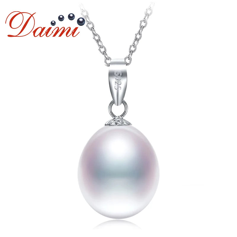 8-9mm Pearl Pendants Necklace 925 Sterling Silver Elegance Natural Pearl Necklac