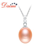 8-9mm Pearl Pendants Necklace 925 Sterling Silver Elegance Natural Pearl Necklac