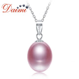 8-9mm Pearl Pendants Necklace 925 Sterling Silver Elegance Natural Pearl Necklac