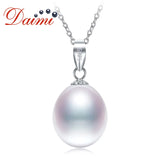 8-9mm Pearl Pendants Necklace 925 Sterling Silver Elegance Natural Pearl Necklac