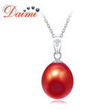 8-9mm Pearl Pendants Necklace 925 Sterling Silver Elegance Natural Pearl Necklac
