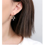 Amethyst Earrings Freshwater Pearl 14K Yellow Gold Women's Gemstones