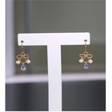 Amethyst Earrings Freshwater Pearl 14K Yellow Gold Women's Gemstones