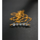 Aquamarine Pendant Yellow 14K Necklace Girlfriend Gift