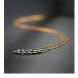 Aquamarine Pendant Yellow 14K Necklace Girlfriend Gift