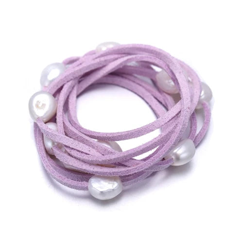 Baroque Pearl Leather Bracelet Summer Beach Jewelry