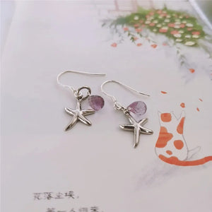 Water Drop Amethyst Earrings 925 Sterling Silver For Women