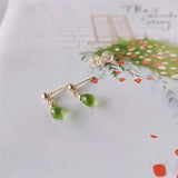 Green Peridot Water Drop Earrings 14k Filled Green Gems