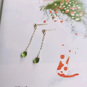 Green Peridot Gemstone Earrings 14k Filled Faceted