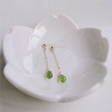 Green Peridot Gemstone Earrings 14k Filled Faceted