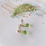 Green Peridot Water Drop Earrings 14k Filled Green Gems