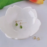 Green Peridot Water Drop Earrings 14k Filled Green Gems