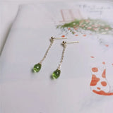 Green Peridot Gemstone Earrings 14k Filled Faceted