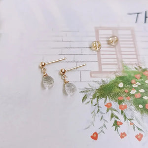 Faceted Water Drop Crystal Earrings 14k Filled