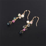 Faceted Sapphire Earrings Yellow 14K Tassel Ear Line for Girlfriend