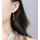 Faceted Sapphire Earrings Yellow 14K Tassel Ear Line for Girlfriend